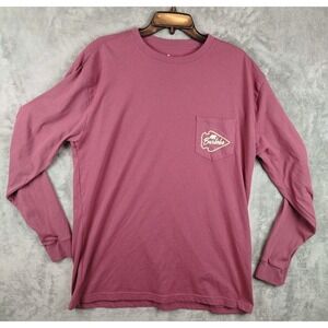 Burlebo‎ Bear Essentials Long Sleeve Pocket T Shirt Mens L Red Cotton Blend